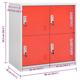 Vidaxl Locker Cabinet Light Grey And Red 90X45X92.5 Cm Steel - thumbnail 7