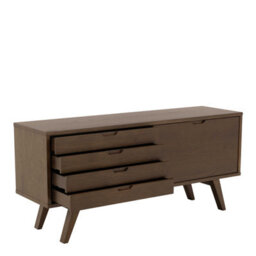 Wyld Haus Jyvaskyla Dark Oak Veneer Sideboard, 1600mm, 4 Drawers With Sliding Door - thumbnail 5