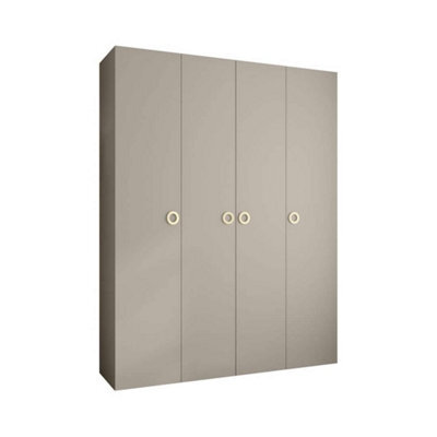 Arte Elegant Cashmere Como I Hinged Door Wardrobe H2460mm W1900mm D500mm, Four Doors, Sixteen Shelves, Two Hanging Rails, Gold Handles - image 1