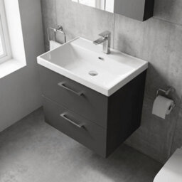 Balterley Pershall Contemporary Wall Hung 2 Drawer Vanity Unit With Thin-Edge Ceramic Basin, 600mm, Dark Grey - thumbnail 3