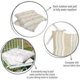 Dibor Set Of 4 Blue Outdoor Garden Chair Seat Pad Cushions (L)40Cm X (W)40Cm - thumbnail 6