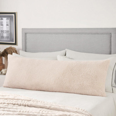 OHS Long Bolster Pillow Teddy Fleece Body Neck Pregnancy Support Cushion - image 1