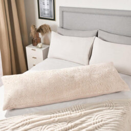 OHS Long Bolster Pillow Teddy Fleece Body Neck Pregnancy Support Cushion - thumbnail 3