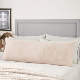 OHS Long Bolster Pillow Teddy Fleece Body Neck Pregnancy Support Cushion - thumbnail 1