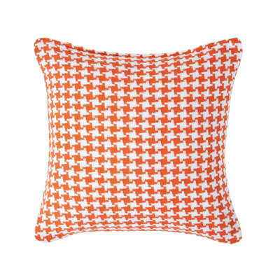 Homescapes Houndstooth 100% Cotton Cushion Cover Orange, 60 X 60 Cm - image 1