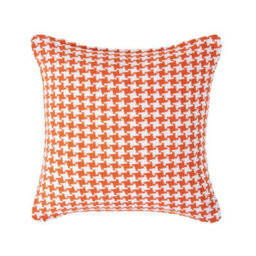 Homescapes Houndstooth 100% Cotton Cushion Cover Orange, 60 X 60 Cm
