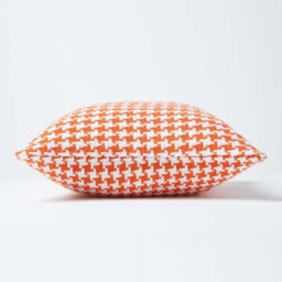 Homescapes Houndstooth 100% Cotton Cushion Cover Orange, 60 X 60 Cm - thumbnail 2