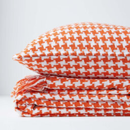 Homescapes Houndstooth 100% Cotton Cushion Cover Orange, 60 X 60 Cm - thumbnail 5