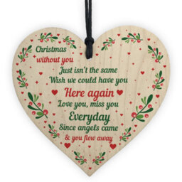 Red Ocean Memorial Christmas Tree Decoration For Mum Dad Nan Grandad Wooden Hanging Heart Gift - thumbnail 1