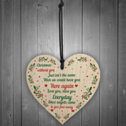 Red Ocean Memorial Christmas Tree Decoration For Mum Dad Nan Grandad Wooden Hanging Heart Gift - thumbnail 2