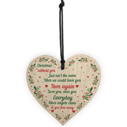 Red Ocean Memorial Christmas Tree Decoration For Mum Dad Nan Grandad Wooden Hanging Heart Gift - thumbnail 5