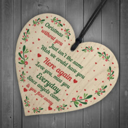 Red Ocean Memorial Christmas Tree Decoration For Mum Dad Nan Grandad Wooden Hanging Heart Gift - thumbnail 6
