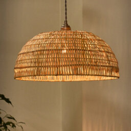 Dibor Traditional Roscoe Rattan Large Dome Easy Fit Decor Ceiling Shade H20 X D45Cm