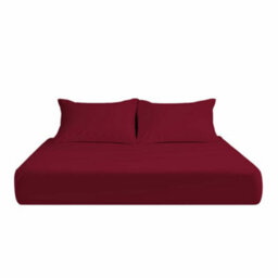 Microfibre Soft Touch Fitted Sheet 25Cm Skirt Plain Dyed Bed Linen Red - thumbnail 2