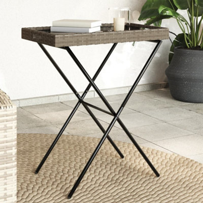 Walplus Folding Tray Table Grey 65X40X75 Cm Poly Rattan - image 1