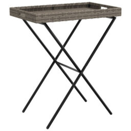 Walplus Folding Tray Table Grey 65X40X75 Cm Poly Rattan - thumbnail 2