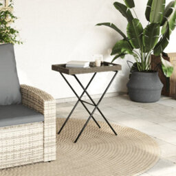 Walplus Folding Tray Table Grey 65X40X75 Cm Poly Rattan - thumbnail 3