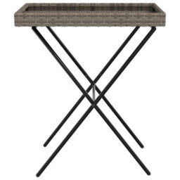 Walplus Folding Tray Table Grey 65X40X75 Cm Poly Rattan - thumbnail 5