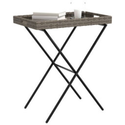 Walplus Folding Tray Table Grey 65X40X75 Cm Poly Rattan - thumbnail 4