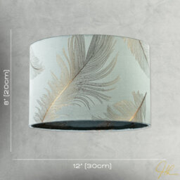 Happy Homewares Dusty Duck Egg Cotton Jacquard Lamp Shade With Gold Foil Fern Design - thumbnail 7