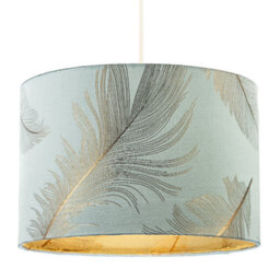 Happy Homewares Dusty Duck Egg Cotton Jacquard Lamp Shade With Gold Foil Fern Design - thumbnail 2
