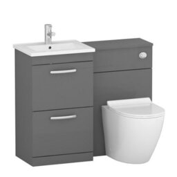 Royal Bathrooms 1000mm Indigo Grey Gloss 2 Drawer Furniture Pack With Minimalist Basin & Slim Elva Back To Wall Toilet - thumbnail 4
