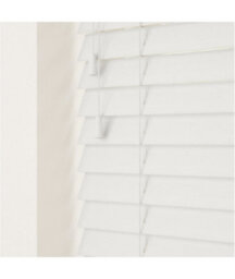 Smooth Finish Faux Wood Venetian Blinds With Strings 120Cm Drop X 210Cm Width Ultra White Smooth