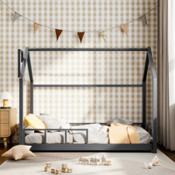 Living And Home Kids Child Bed Frame With House Frame Pine Wood Weight Capacity 80 Kg - thumbnail 2