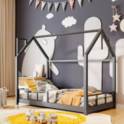Living And Home Kids Child Bed Frame With House Frame Pine Wood Weight Capacity 80 Kg - thumbnail 1