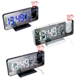 Led Digital Projection Alarm Clock Fm Radio Snooze Dimmer Ceiling Projector Black /white Light - thumbnail 3