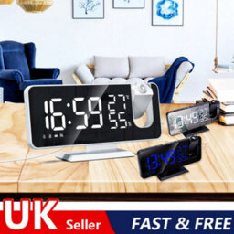 Led Digital Projection Alarm Clock Fm Radio Snooze Dimmer Ceiling Projector Black /white Light - thumbnail 4