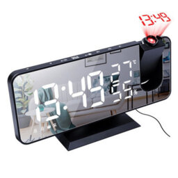 Led Digital Projection Alarm Clock Fm Radio Snooze Dimmer Ceiling Projector Black /white Light - thumbnail 1
