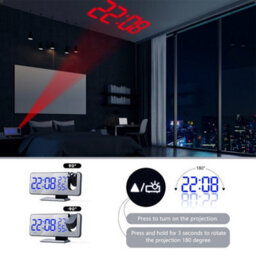 Led Digital Projection Alarm Clock Fm Radio Snooze Dimmer Ceiling Projector Black /white Light - thumbnail 2