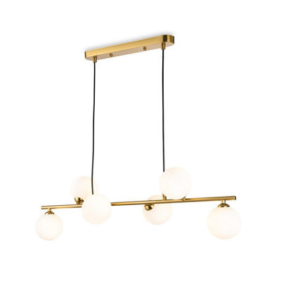 Luminosa Lighting Luminosa Groves Globe/lando 6 Light Pendant Brushed Brass With Opal White Glass 6Xg9