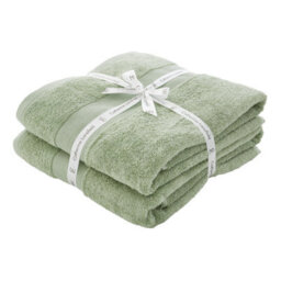 Catherine Lansfield Bathroom Anti Bacterial 500 Gsm Soft & Absorbent Cotton Bath Sheet Pair Sage Green