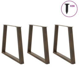 Berkfield Dining Table Legs V-Shape 3 Pcs Natural Steel 80X(72-73.3) Cm Steel - thumbnail 3