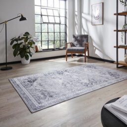 Grey Traditional Persian Bordered Geometric Rug For Dining Room Bed Room And Living Room-150Cm X 230Cm - thumbnail 2