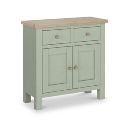 Farro Sage Mini Sideboard With Washed Oak Top - Fully Assembled - By Roseland Furniture - thumbnail 4