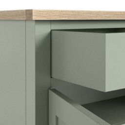Farro Sage Mini Sideboard With Washed Oak Top - Fully Assembled - By Roseland Furniture - thumbnail 7