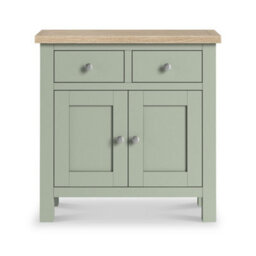 Farro Sage Mini Sideboard With Washed Oak Top - Fully Assembled - By Roseland Furniture - thumbnail 2