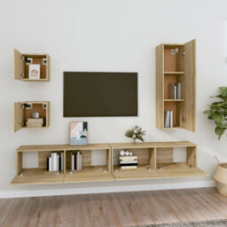 Berkfield Classic 5 Piece Tv Cabinet Set Sonoma Oak Engineered Wood - thumbnail 3