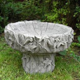 Cute Stone Cast Log Design Birdbath - thumbnail 2