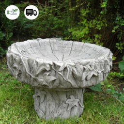 Cute Stone Cast Log Design Birdbath - thumbnail 3