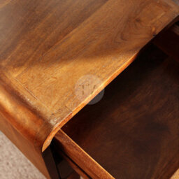 Tapromis Dark Wood Curved Bedside Table With Slim Drawers - thumbnail 6