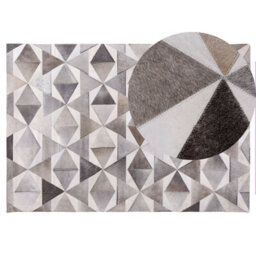 Beliani Rug Alaka Grey 140 X 200 Cm Leather