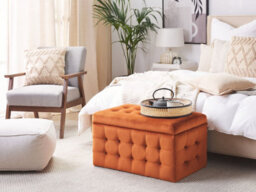 Beliani Storage Ottoman Michigan Velvet Orange - thumbnail 2