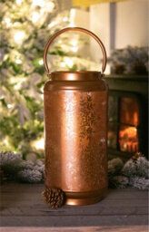 Netagon Luxform Battery Operated Led Golden Festive Christmas Lantern With Snowflakes Design - thumbnail 4