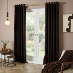 "Ohs Eyelet Blackout Pair Ready Made Curtains, Brown - 90"" X 90"""