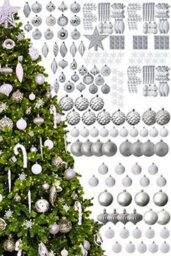 Christmas Tree World The 212Pc White & Silver Full Heavy Coverage Bauble Set (8Ft/240Cm Trees)