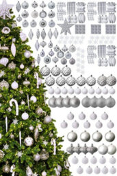 Christmas Tree World The 212Pc White & Silver Full Heavy Coverage Bauble Set (8Ft/240Cm Trees) - thumbnail 3
